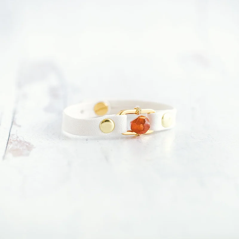 Desert Rose Bracelet - Gold & White - Carnelian