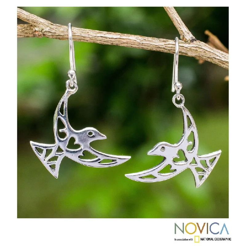 Handcrafted Sterling Silver 'Fly Me Away' Earrings (Thailand)