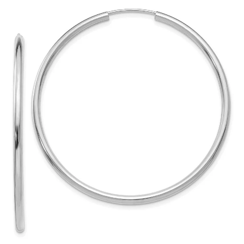 Curata 14k White Gold 41x2mm Polished Endless Hoop Earrings