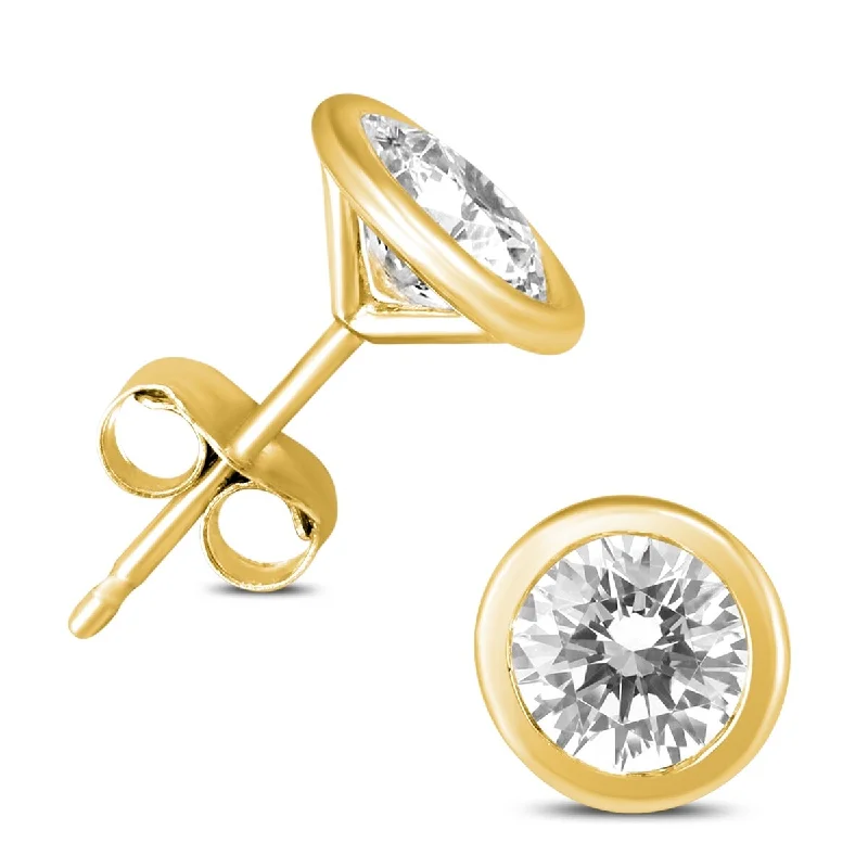 Marquee 5/8 Carat TW Bezel Diamond Solitaire Earrings in 14K Yellow Gold