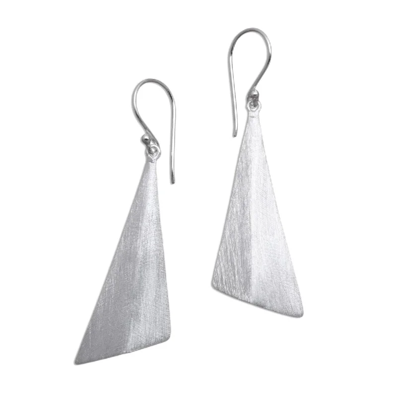 NOVICA Modern Pyramids, Sterling silver dangle earrings - 2.2*0.6