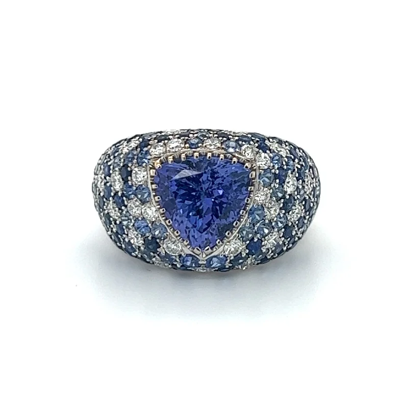 Caviar Tanzanite and Sapphire Ring