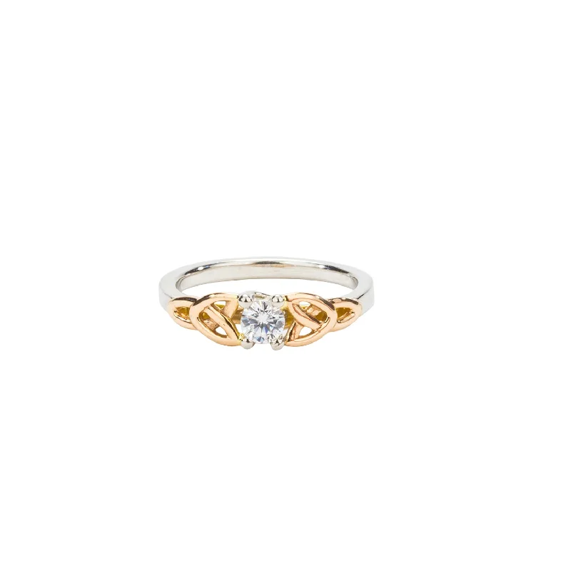 14k White and Yellow Gold Diamond Trinity Ring