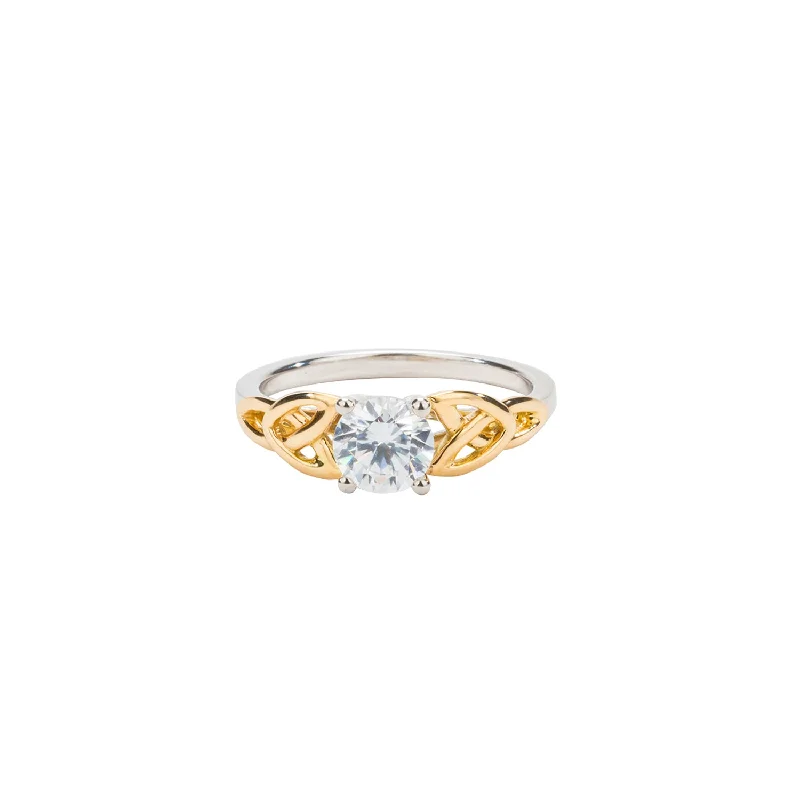 White and Yellow Gold 1 ct Moissanite Trinity Ring - Custom Order