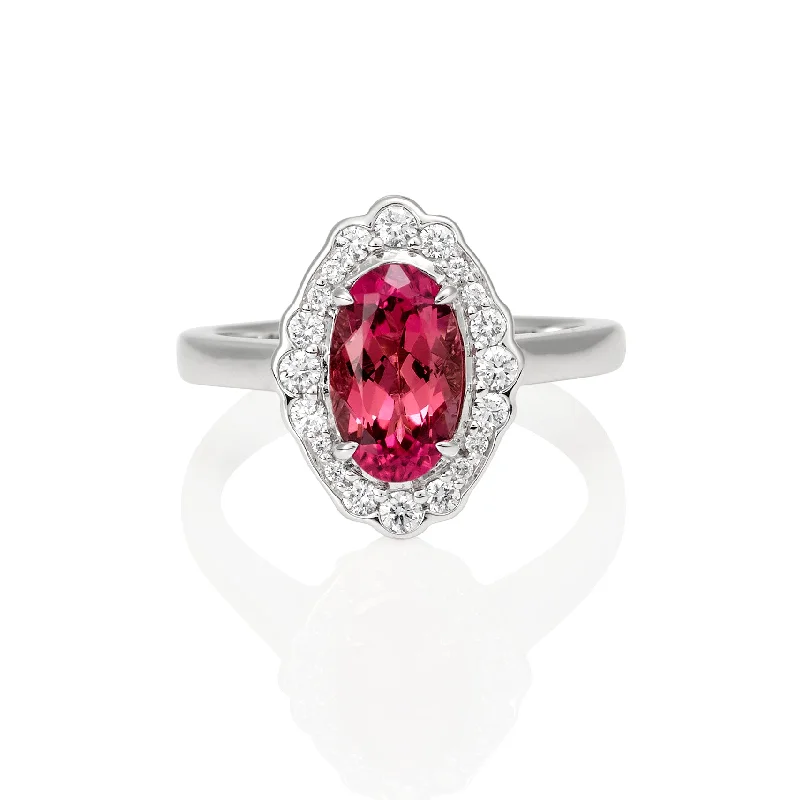 Oval Pink Tourmaline & Diamond Ring