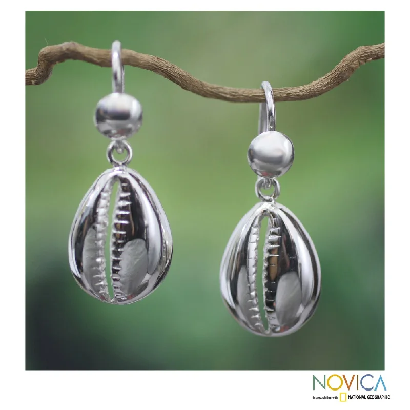 Handmade Sterling Silver 'Abundant Cowrie' Earrings (Ghana)