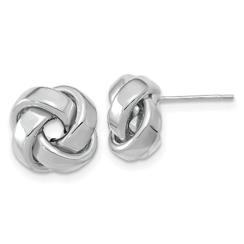 Curata 14k White Gold 12mm Polished Love Knot Post Earrings