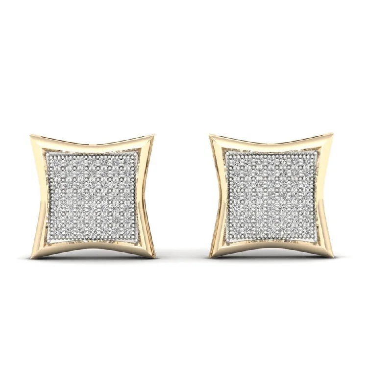 1/3ct TDW Diamond Cluster Stud Earrings in 10k Yellow Gold