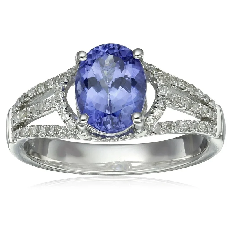 10KT White Gold 2.1ctw Tanzanite & Diamond Ring