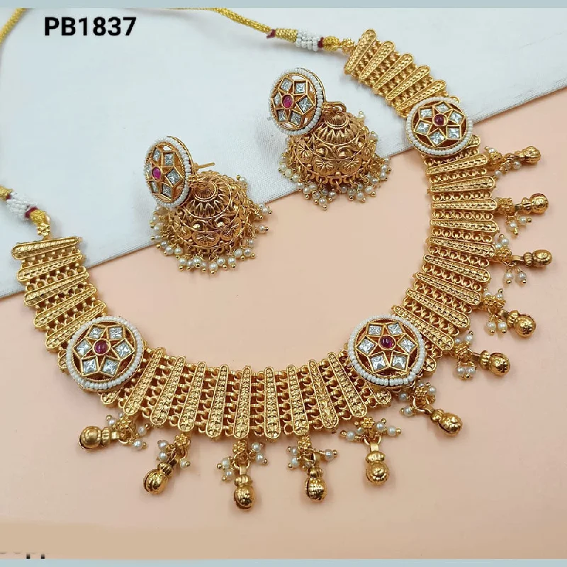 Padmawati Bangles Gold Plated Pota Stone And Pearls Necklace Set