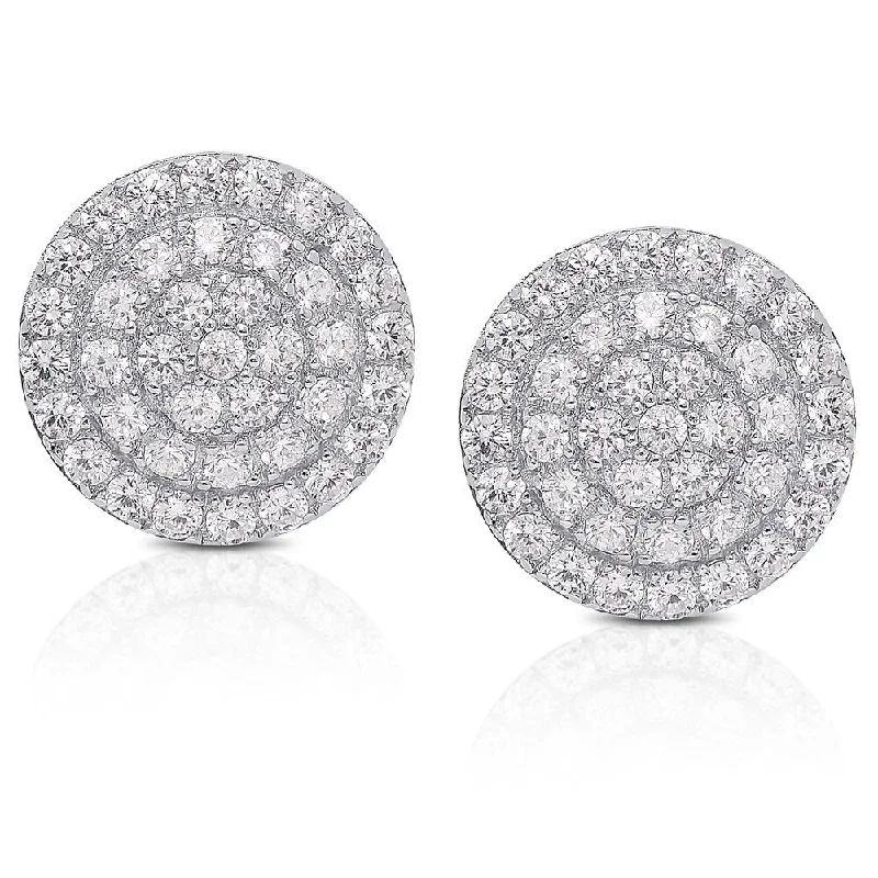 Dolce Giavonna Sterling Silver Cubic Zirconia Cluster Stud Earrings