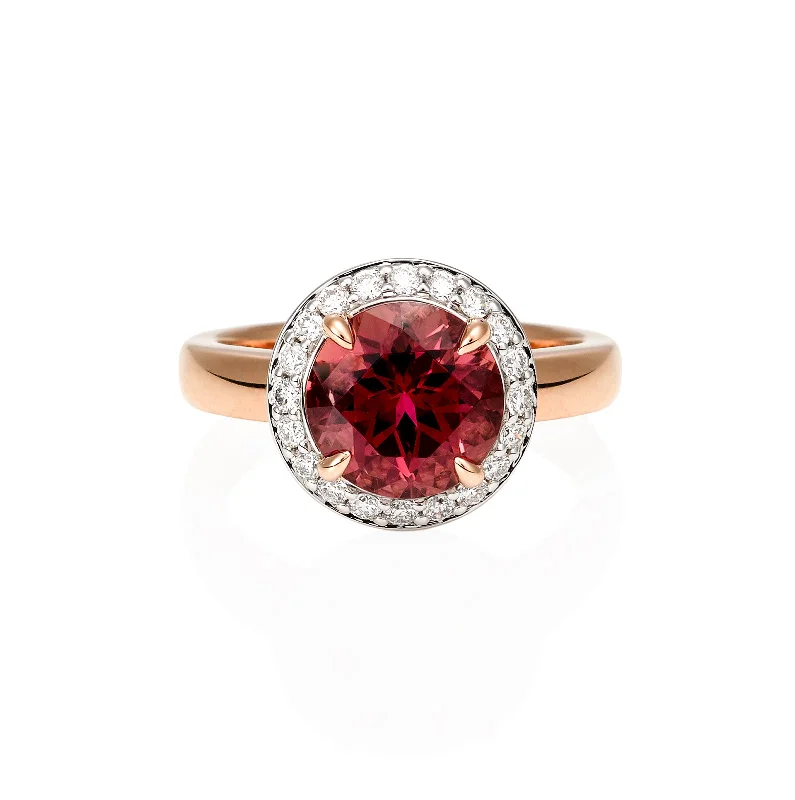 Pink Round Brilliant Tourmaline Rose Gold Ring