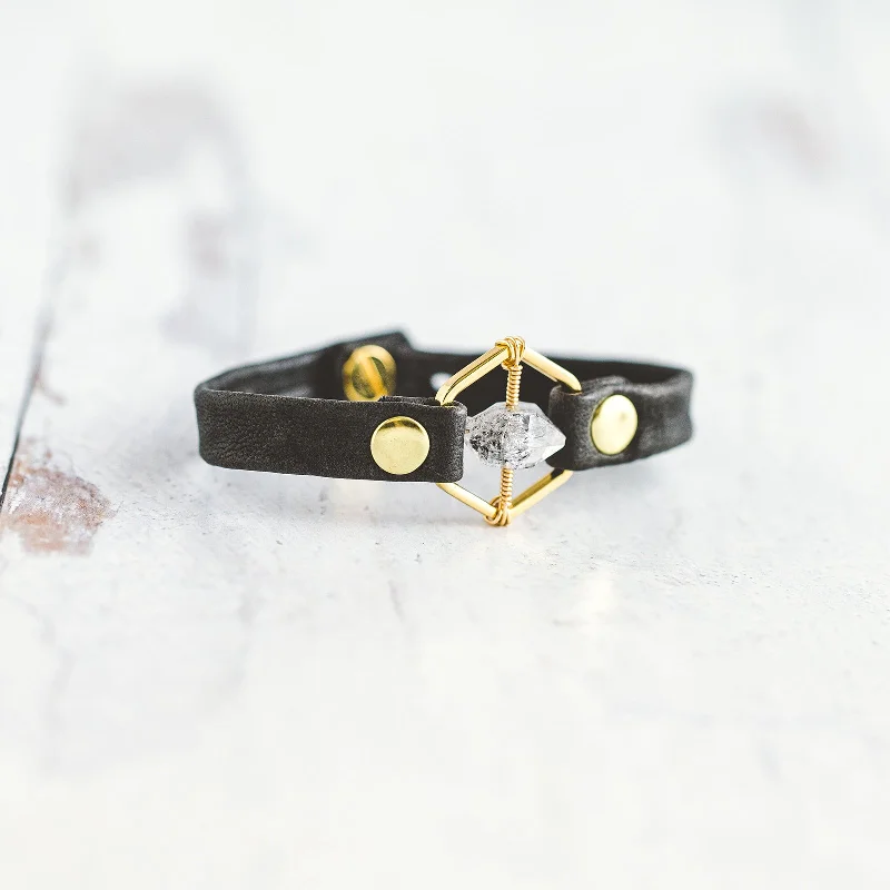 Honeycomb Bracelet - Gold - Herkimer Diamond