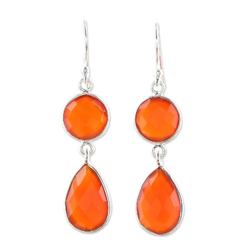 NOVICA Fiery Charm, Carnelian dangle earrings - 1.9*0.4