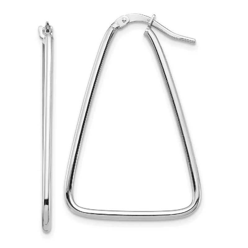 Curata 14k White Gold Polished Triangle Dangle Hoop Earrings - 35.8x23.7mm Wide 1.5mm Thick