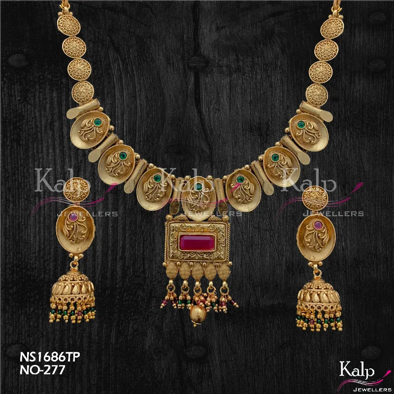 Kalp Jewellers Copper Gold Plated Necklace Set