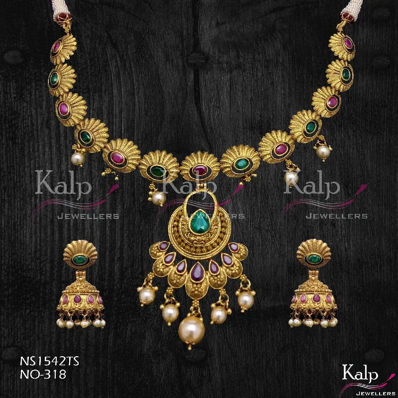 Kalp Jewellers Copper Gold Plated Necklace Set