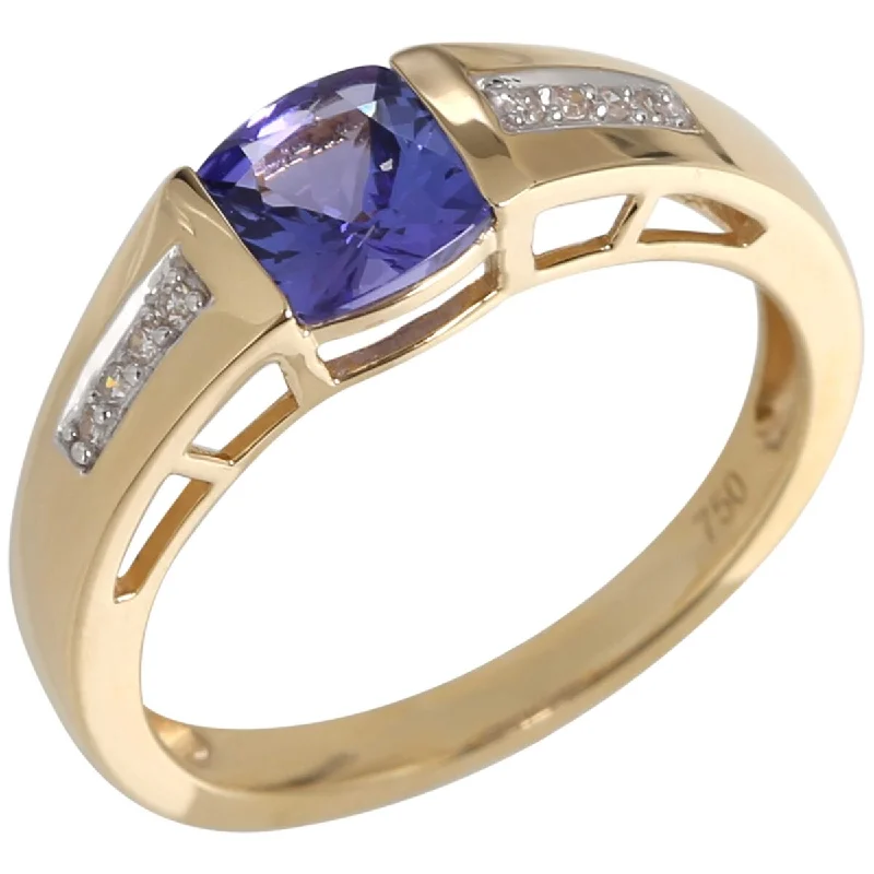 18Kt Yellow Gold Tanzanite and Diamond Ring