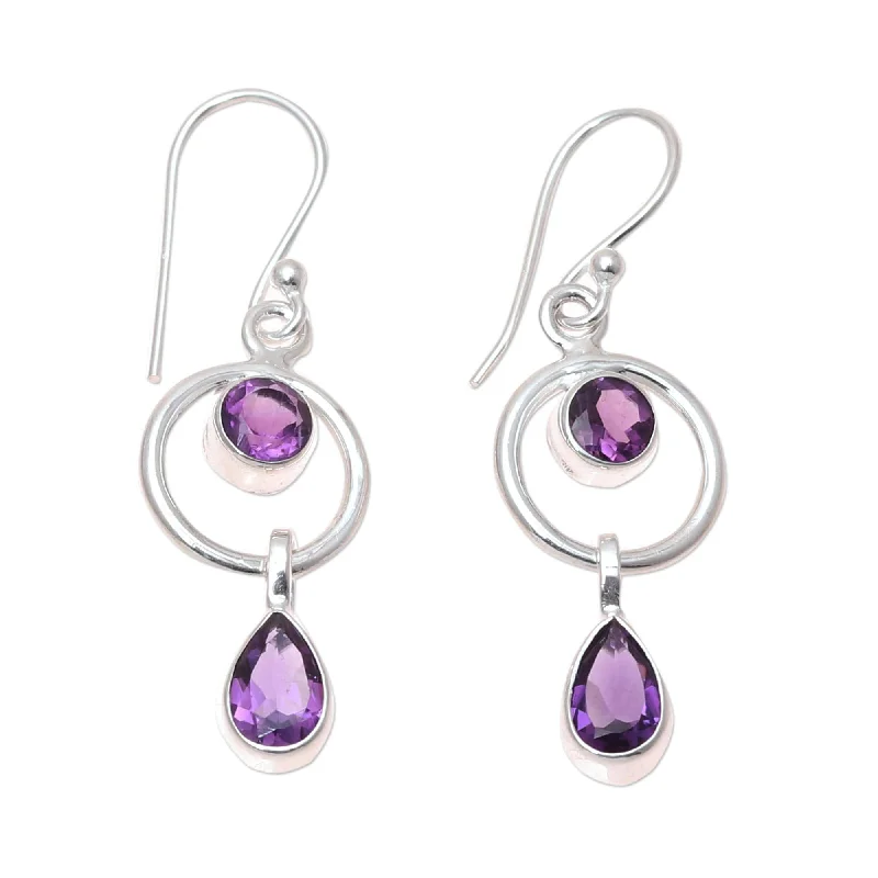 Sterling Silver 'Modern Lilac' Amethyst Earrings - Purple