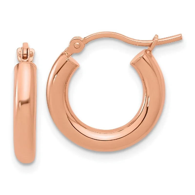 Curata 14k Rose Gold 3x17mm Polished Classic Hoop Earrings