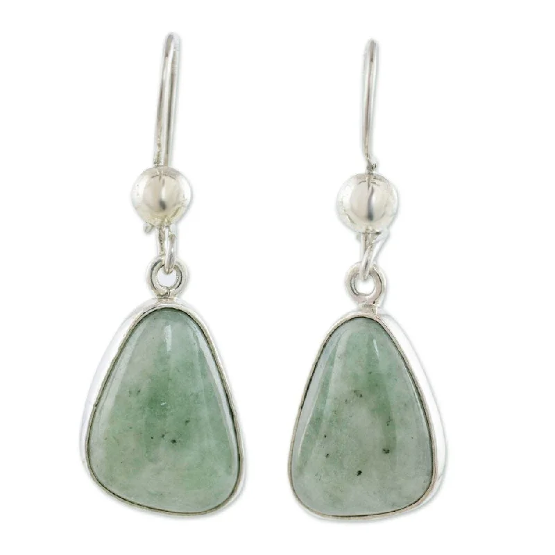 Handmade Apple Green Sterling Silver Jade Earrings (Guatemala)