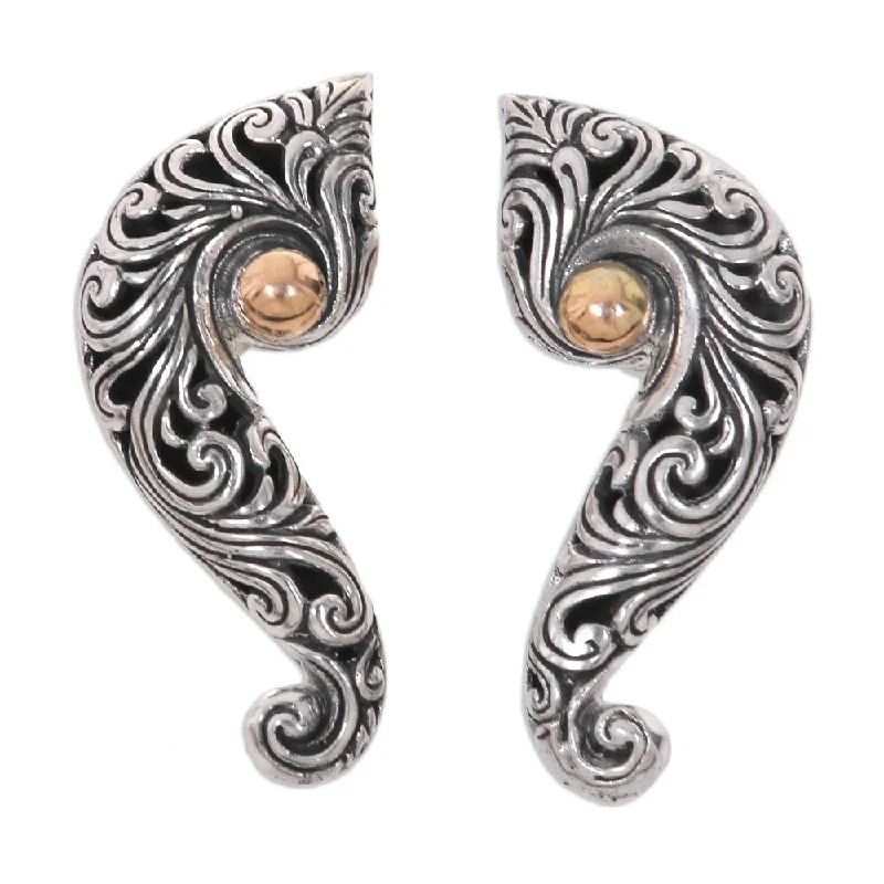 Gold Accent Sterling Silver 'Magnificent Waves' Earrings