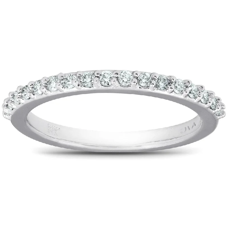 1/4Ct Diamond Ring Matching Engagement Band 17-Stone 14k White Gold