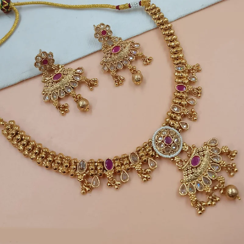 Padmawati Bangles Gold Plated Crystal Stone  Necklace Set