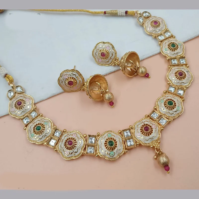 Padmawati Bangles Gold Plated Pota Stone Meenakari Necklace Set