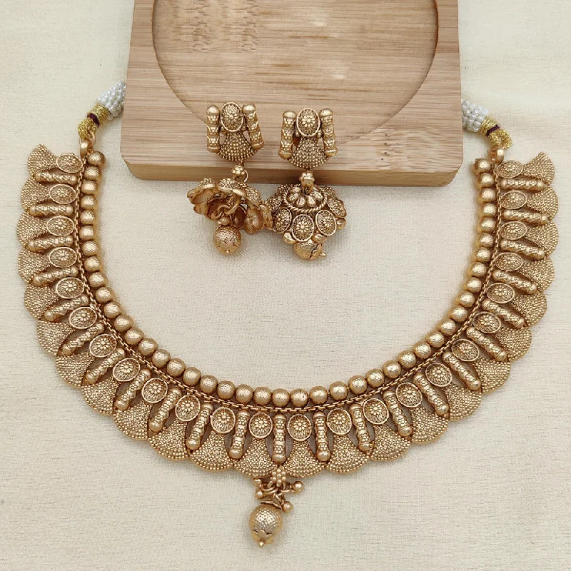 Jewel Addiction Copper Rajwadi Finish Pota Stone Necklace Set