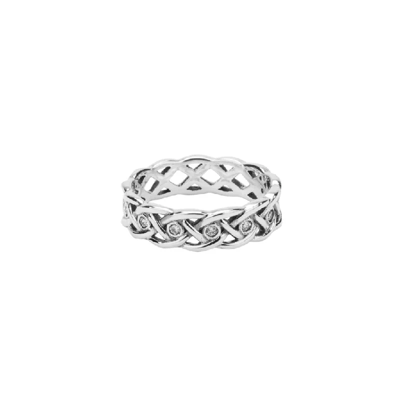 Silver Love Knot Ring with 8 Interwoven Stones