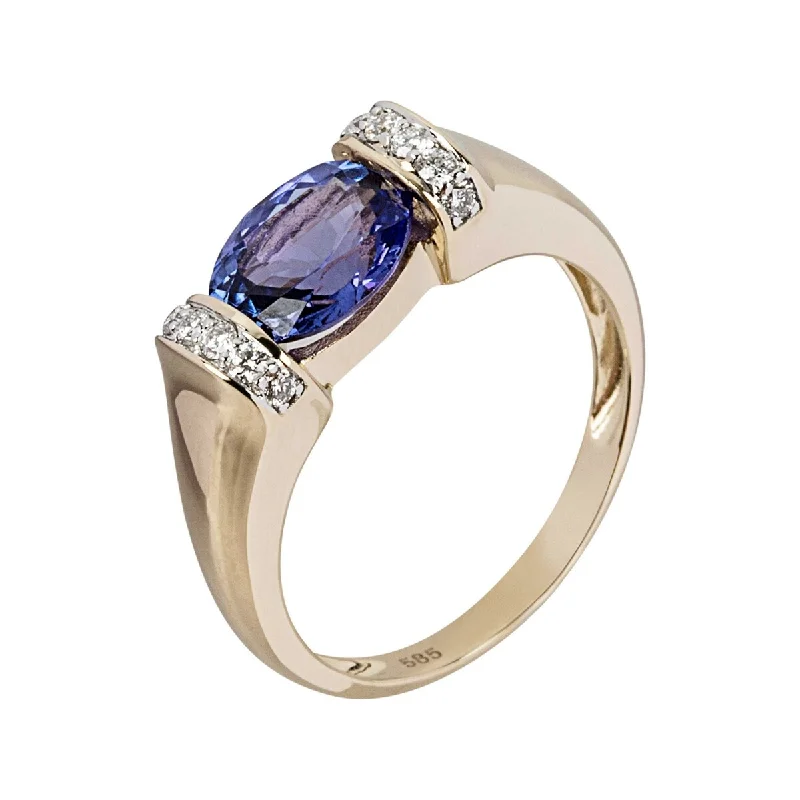 14K Gold Tanzanite and Diamond Ring