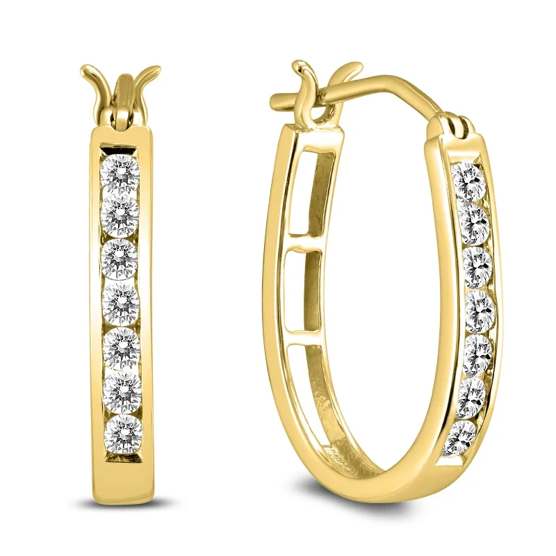 Marquee 10k Yellow Gold 1/2ct TDW Diamond Hoop Earrings