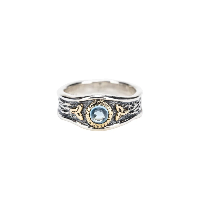 Silver and 10k Gold Rocks 'n Rivers Ring - Swiss Blue Topaz