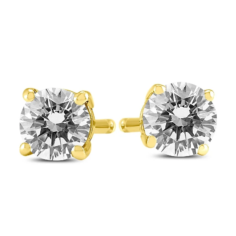 Marquee 3/4 Carat TW Round Diamond Solitaire Stud Earrings In 14k Yellow Gold