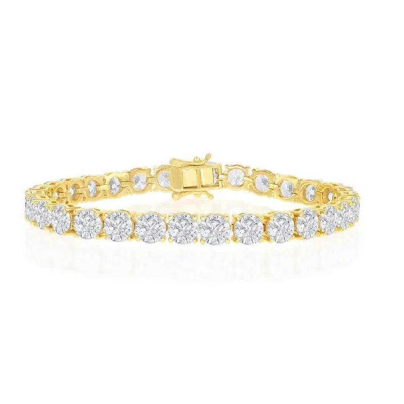 Sterling Silver 6mm Prong-Set Round CZ Tennis Bracelet - Gold Plated