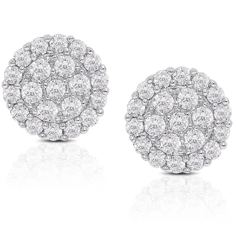 Dolce Giavonna Sterling Silver Cubic Zirconia Cluster Stud Earrings