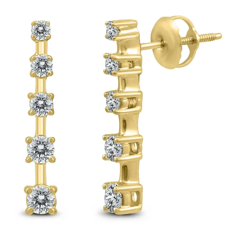 Marquee 1/2 Carat TW 5 Stone Journey Drop Earrings in 14K Yellow Gold