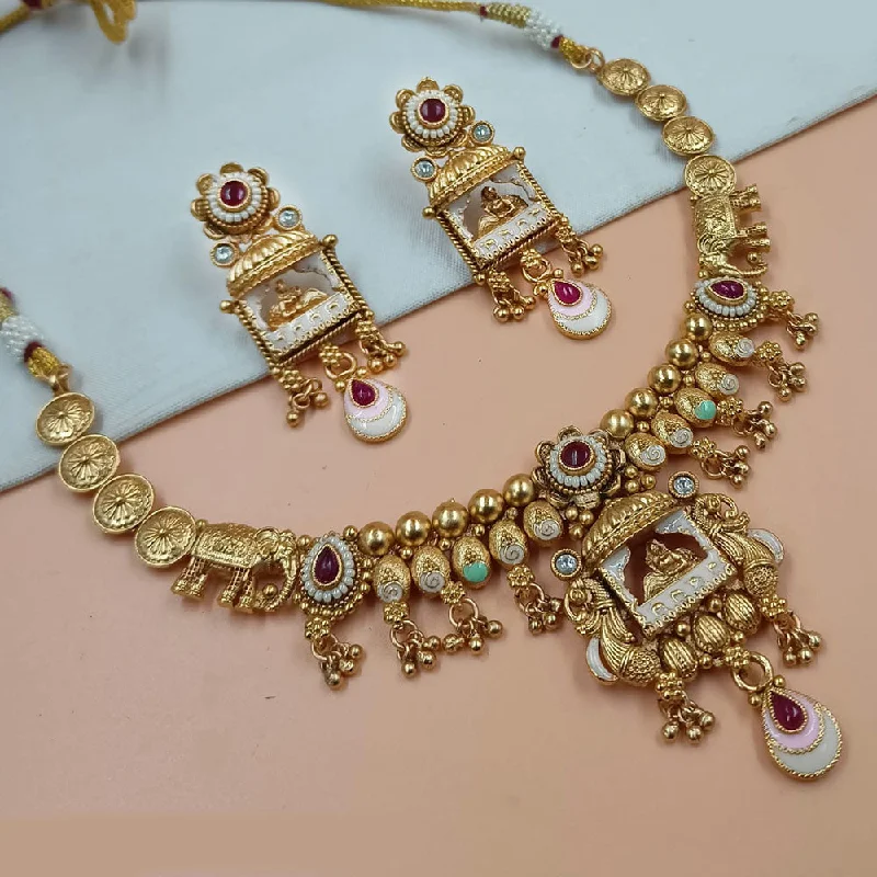 Padmawati Bangles Gold Plated Pota Stone Meenakari Necklace Set