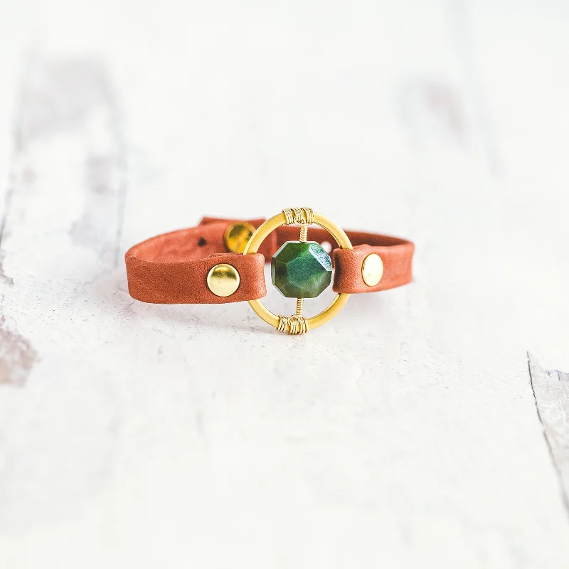 Be the Light Bracelet - Brushed Gold - Coral - Jade