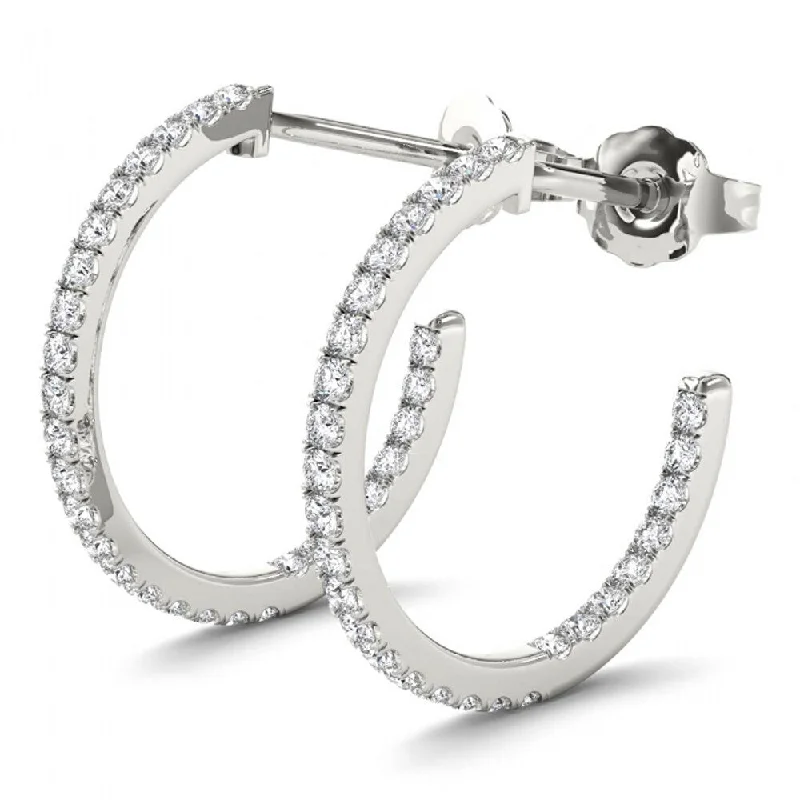 De Couer 10k White Gold 1/2ct TDW Diamond Hoop Earrings - White H-I