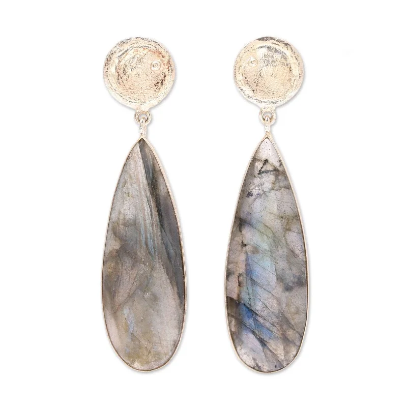 NOVICA Northern Drops, Gold accented labradorite dangle earrings - 0.3