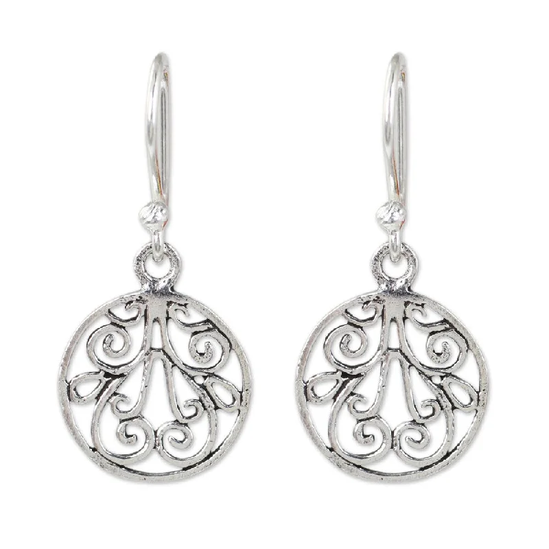 Handmade Sterling Silver Dangle Earrings, 'Lace' (Thailand)