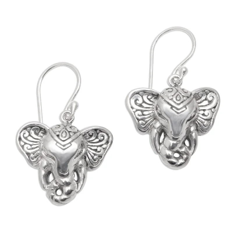 NOVICA Elephant King, Sterling silver dangle earrings - 1.3*0.8