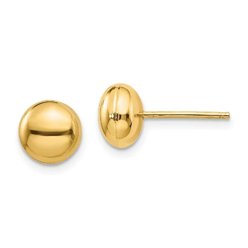 Curata 14k Yellow Gold Polished 8mm Button Post Earrings