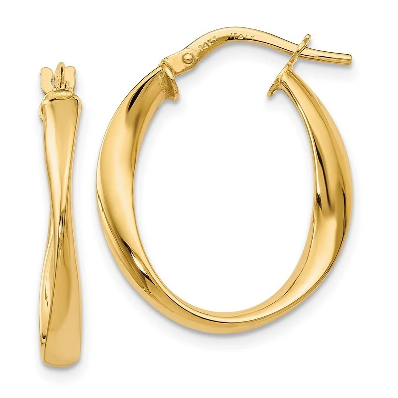 Curata 14k Yellow Gold Polished 3x24mm Twist Hoop Earrings