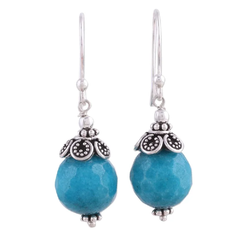 Handmade Aventurine Dangle Earrings, 'Sweet Blue Exuberance' (India)