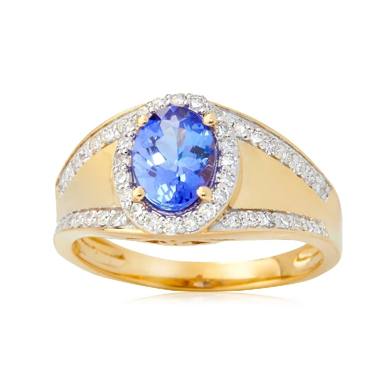 14KT Yellow Gold Tanzanite and Diamond Ring