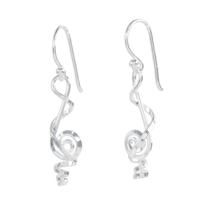 NOVICA Melody in Me, Sterling silver dangle earrings - 1.3*0.3