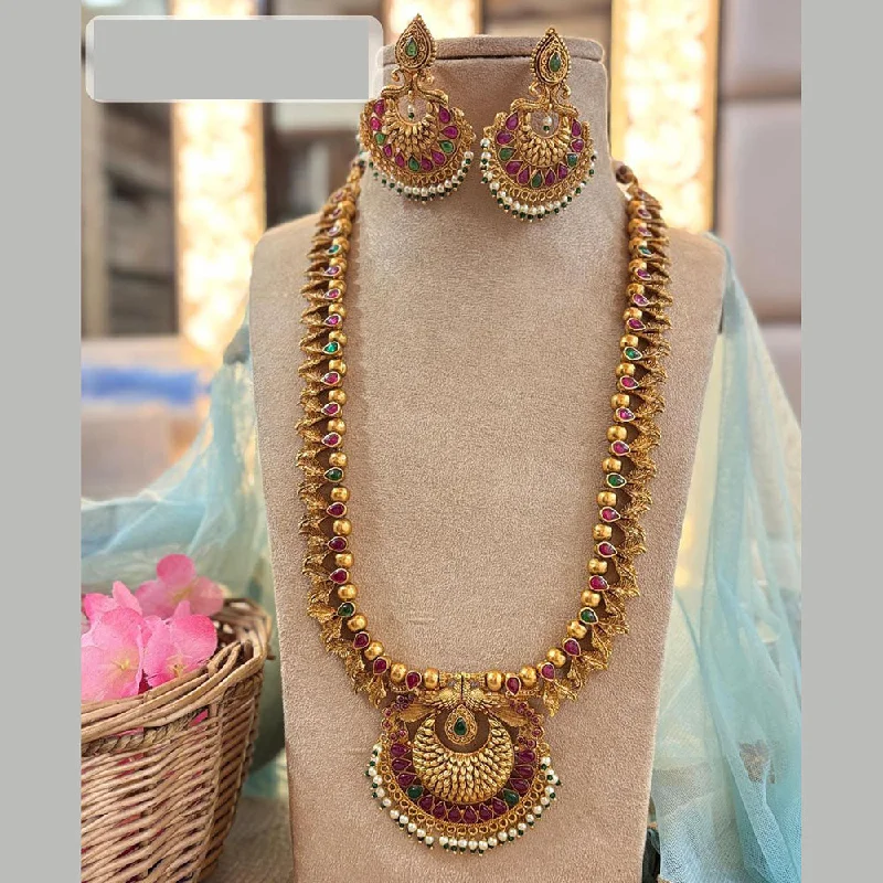 Jewel Addiction Gold Plated Pota Stone Long Necklace Set